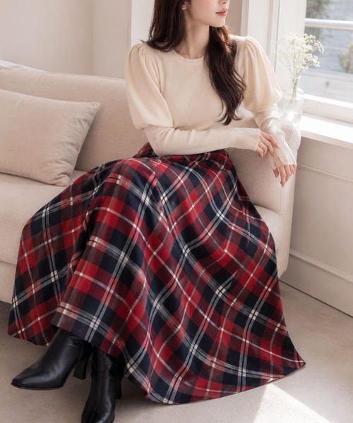 Ruwan yu(ルワンユー)の「コットンチェックフレアスカート【大きいサイズ対応】(スカート・レディース・レッド・LL/3L/4L/L)」の21枚目の写真
