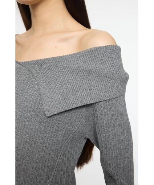 MOUSSY(マウジー)の「ASYMMETRY COLLAR ニットドレス(ワンピース・レディース・ネイビー/杢グレー/ブラック・2/1)」の9枚目の写真