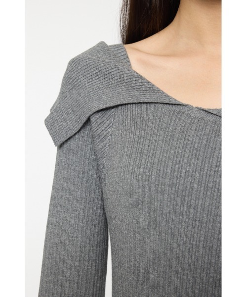 MOUSSY(マウジー)の「ASYMMETRY COLLAR ニットドレス(ワンピース・レディース・ネイビー/杢グレー/ブラック・2/1)」の10枚目の写真