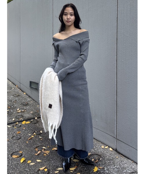 MOUSSY（マウジー）の「ASYMMETRY COLLAR ニットドレス（ワンピース