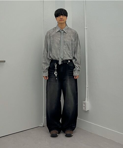 Millo Archive（ミロ アーカイブ）の「ダイアグナルフェードデニムパンツ[ブラック]（デニムパンツ・メンズ・その他・MEDIUM/LARGE/X-LARGE）」の13枚目の写真