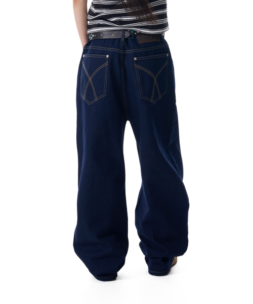 Tapered Denim Pants (Dark Blue)（デニムパンツ）｜AAKAM（アーカム