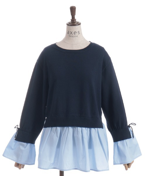 axes femme（アクシーズファム）の「布帛ドッキングプルオーバー（ニット/セーター・レディース・ワイン/ネイビー/ブラック・FREE）」の2枚目の写真