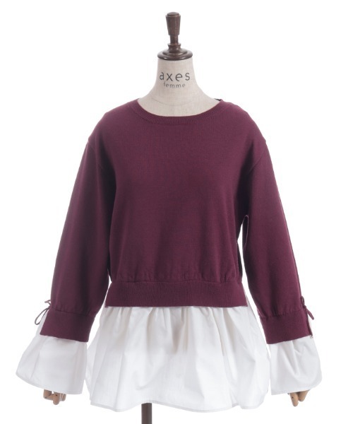 axes femme（アクシーズファム）の「布帛ドッキングプルオーバー（ニット/セーター・レディース・ワイン/ネイビー/ブラック・FREE）」の3枚目の写真