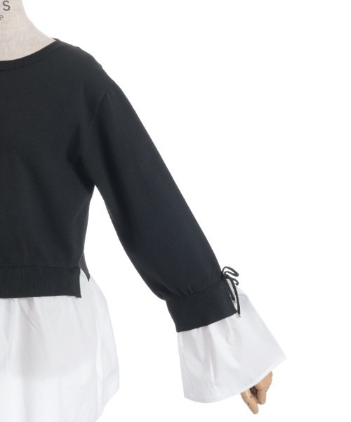 axes femme（アクシーズファム）の「布帛ドッキングプルオーバー（ニット/セーター・レディース・ワイン/ネイビー/ブラック・FREE）」の7枚目の写真