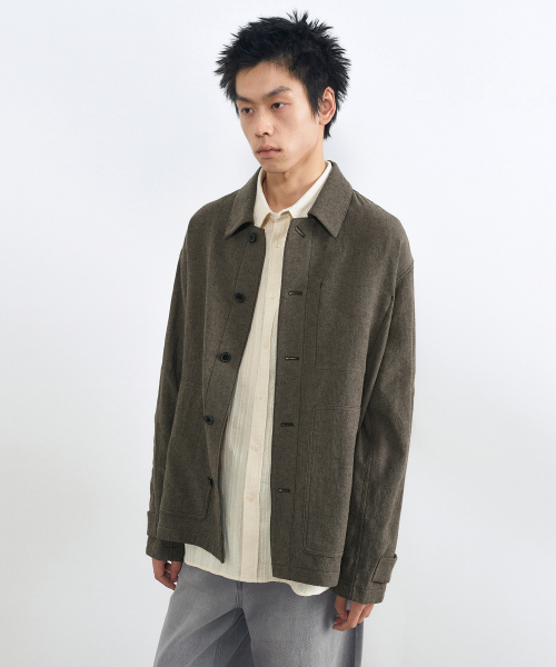 INSILENCE（インサイロンス）の「リネンフレンチワークジャケット ブラウン（デニムジャケット・レディース・その他・SMALL/MEDIUM/LARGE）」の5枚目の写真