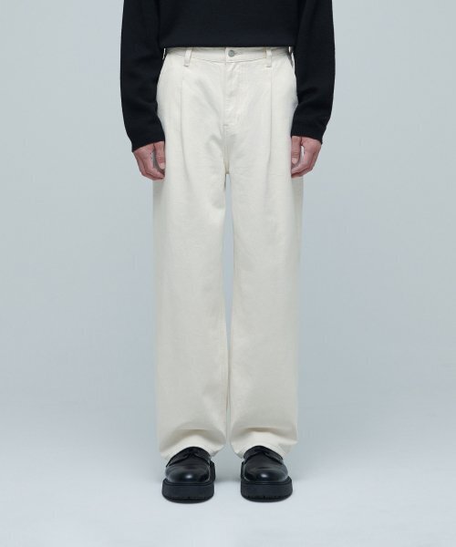 MUSINSA STANDARD（ムシンサスタンダード）の「ワンタックルーズテーパードデニムパンツ[クリーム]（デニムパンツ・メンズ・その他・29/32/31/33/26/27/28/40/38/42/36/34）」の3枚目の写真