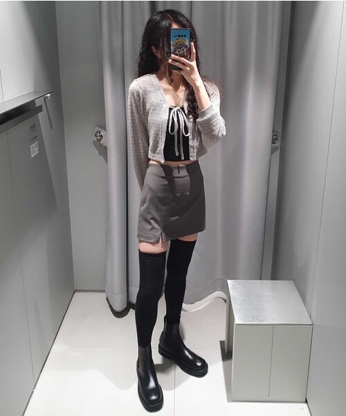 MUSINSA STANDARD WOMAN（ムシンサスタンダードウーマン）の「ウィメンズスリットミニスコート[ライトカーキ]（スカート・レディース・その他・SMALL/MEDIUM/LARGE/X-SMALL）」の10枚目の写真