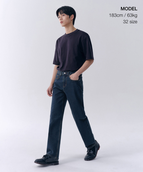 MUSINSA STANDARD（ムシンサスタンダード）の「ストレートデニムパンツ [ダークブルー]（デニムパンツ・メンズ・その他・28/29/32/30/31/33/26/27/40/38/42/36/34）」の2枚目の写真