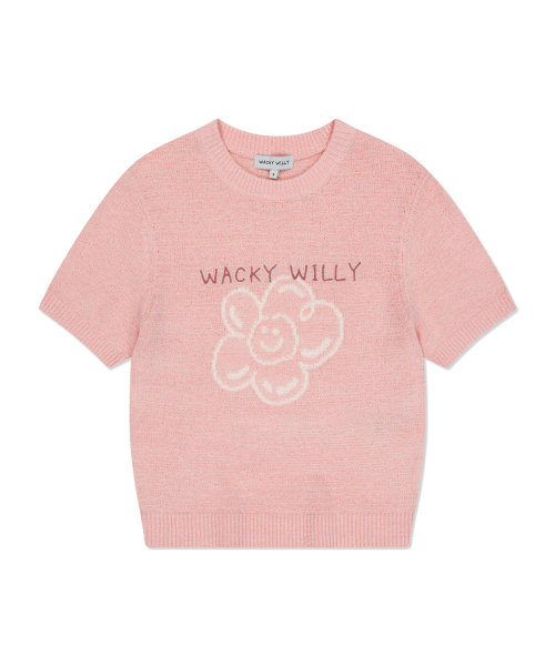 Wacky WiLLy(ワッキーウィリー)の「ウィメンズリリーグラフィック半袖ニットピンク(ニット/セーター・レディース・その他・SMALL/MEDIUM)」の1枚目の写真