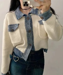 meJane（ミージェーン）の「デニムライクバイカラー カーディガン（カーディガン/ボレロ）」