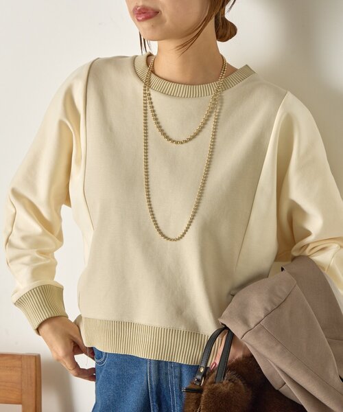 Jena espace merveilleux（ジェナ　エスパスメルヴェイユ）の「配色ドルマンダンボールカットソー（Tシャツ/カットソー・レディース・アイボリー/グレー/チャコールグレー・FREE）」の2枚目の写真
