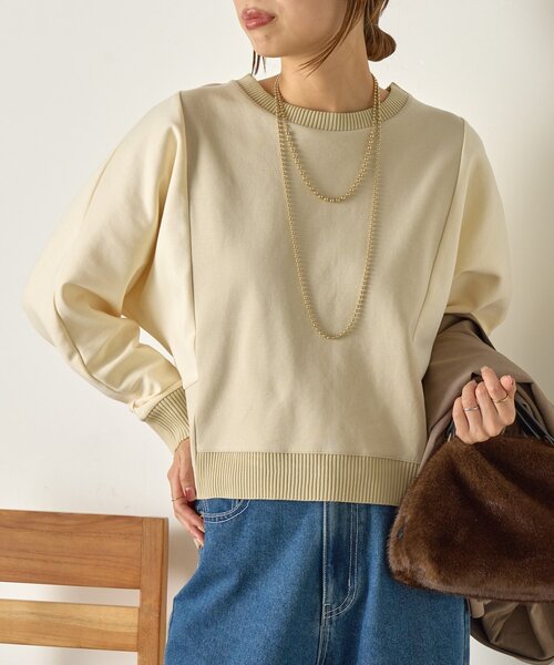 Jena espace merveilleux（ジェナ　エスパスメルヴェイユ）の「配色ドルマンダンボールカットソー（Tシャツ/カットソー・レディース・アイボリー/グレー/チャコールグレー・FREE）」の9枚目の写真