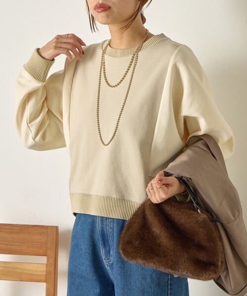Jena espace merveilleux（ジェナ　エスパスメルヴェイユ）の「配色ドルマンダンボールカットソー（Tシャツ/カットソー・レディース・アイボリー/グレー/チャコールグレー・FREE）」の10枚目の写真