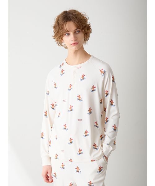 セール】【HOLIDAY】【HOMME】スキーベア柄ロンT（ルームウェア