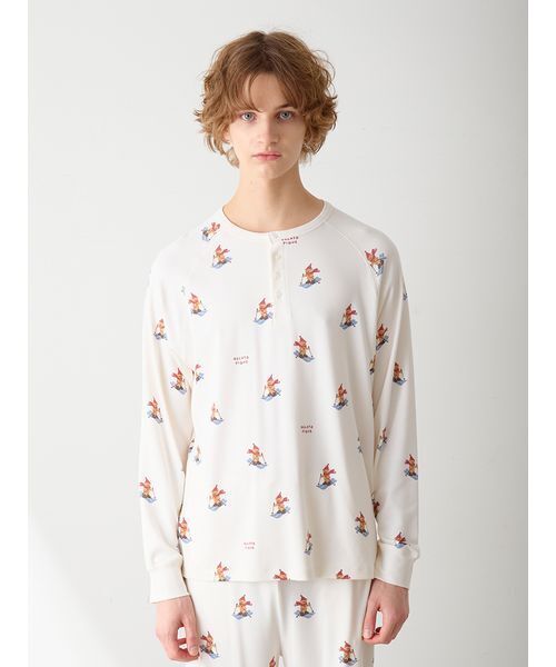 セール】【HOLIDAY】【HOMME】スキーベア柄ロンT（ルームウェア