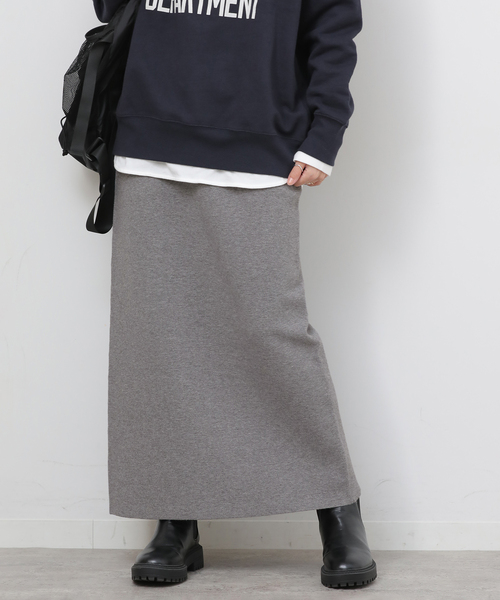 JOURNAL STANDARD relume（ジャーナルスタンダード　レリューム）の「《WEB + 一部店舗限定》ウォッシャブルミラノリブIラインスカート（スカート・レディース・チャコールグレー/ブラック/ブラウン・FREE）」の3枚目の写真