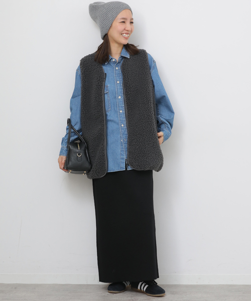 JOURNAL STANDARD relume（ジャーナルスタンダード　レリューム）の「《WEB + 一部店舗限定》ウォッシャブルミラノリブIラインスカート（スカート・レディース・チャコールグレー/ブラック/ブラウン・FREE）」の4枚目の写真