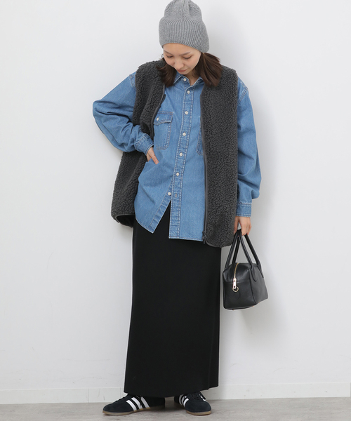 JOURNAL STANDARD relume（ジャーナルスタンダード　レリューム）の「《WEB + 一部店舗限定》ウォッシャブルミラノリブIラインスカート（スカート・レディース・チャコールグレー/ブラック/ブラウン・FREE）」の5枚目の写真