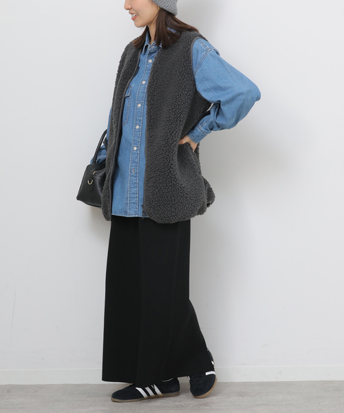 JOURNAL STANDARD relume（ジャーナルスタンダード　レリューム）の「《WEB + 一部店舗限定》ウォッシャブルミラノリブIラインスカート（スカート・レディース・チャコールグレー/ブラック/ブラウン・FREE）」の6枚目の写真