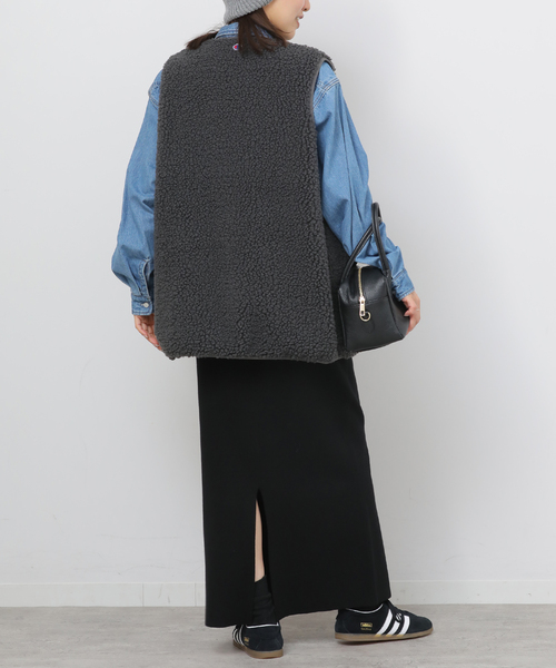 JOURNAL STANDARD relume（ジャーナルスタンダード　レリューム）の「《WEB + 一部店舗限定》ウォッシャブルミラノリブIラインスカート（スカート・レディース・チャコールグレー/ブラック/ブラウン・FREE）」の7枚目の写真