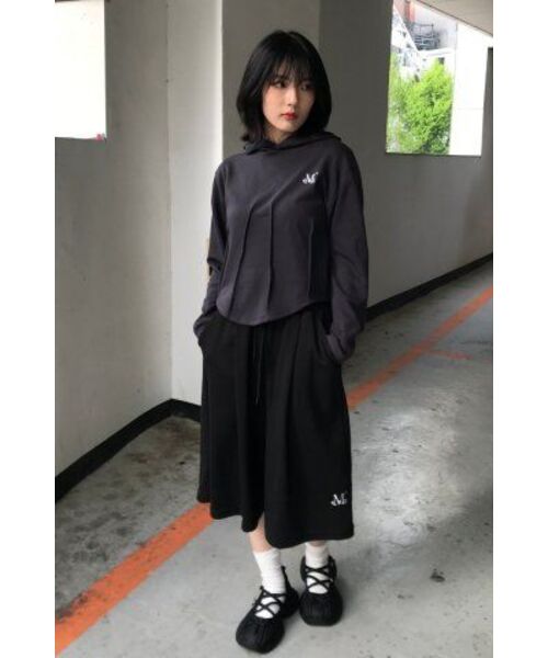 MUCENT(ムセント)の「男女共用バミューダスウェットパンツ7部パンツショートパンツ(ブラック、グレー)(その他パンツ・レディース・ブラック/グレー・FREE)」の9枚目の写真