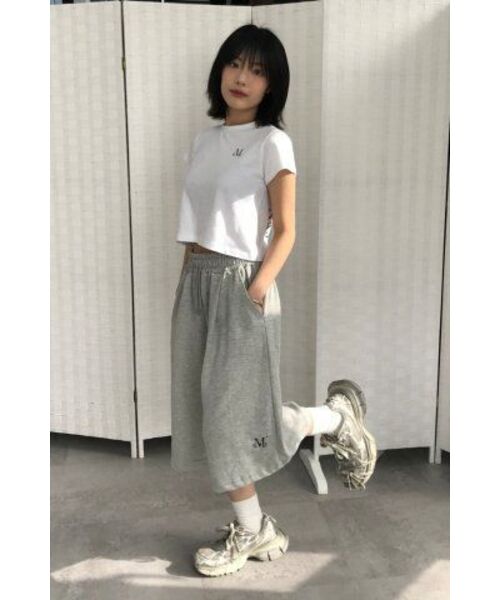 MUCENT(ムセント)の「男女共用バミューダスウェットパンツ7部パンツショートパンツ(ブラック、グレー)(その他パンツ・レディース・ブラック/グレー・FREE)」の5枚目の写真