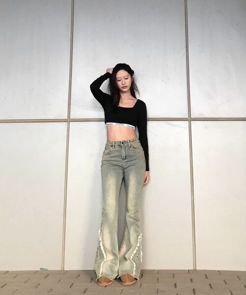 ZEROPLANET（ゼロプラネット）の「シュラウォッシングブーツカットデニムパンツ [ライトブルー]（デニムパンツ・レディース・ブルー・SMALL/MEDIUM）」の9枚目の写真