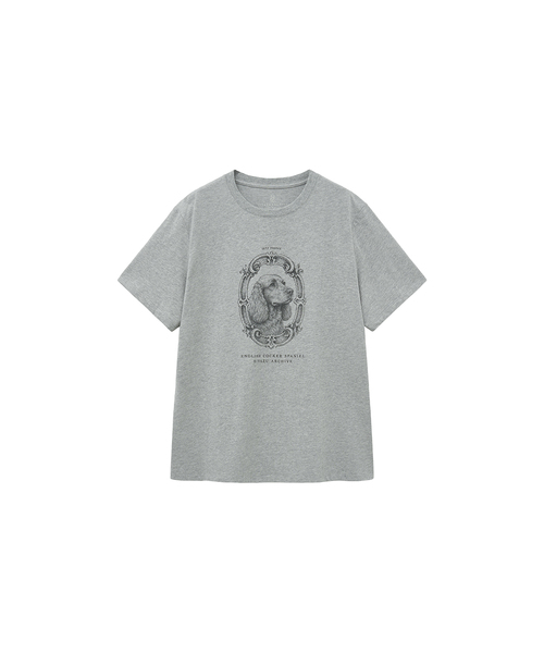 SIYAZU(シヤジュ)の「SITP5236 コッカー スパニエル プリンティング 半袖Tシャツ_Melange gray(Tシャツ/カットソー・レディース・ライトグレー・ONE)」の1枚目の写真