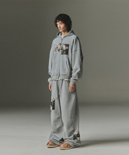 Cemetery Patch Hood Zip Up - Grey（パーカー）｜NOT4NERD（ノット