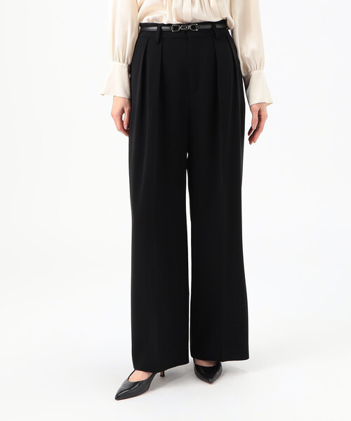 K.T KIYOKO TAKASE(キヨコタカセ)の「〔 TALLサイズ 〕 【セットアップ対応】トリアセテートポリエステルダブルクロス ワイドパンツ(その他パンツ・レディース・アイボリー/ブラック・13号/15号)」の2枚目の写真
