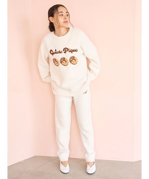 本日限定出品　ジェラートピケ　ルームウェア　ホワイト ジェラート ピケのホワイトデー“パステル色”ルームウェア、ボーダー柄