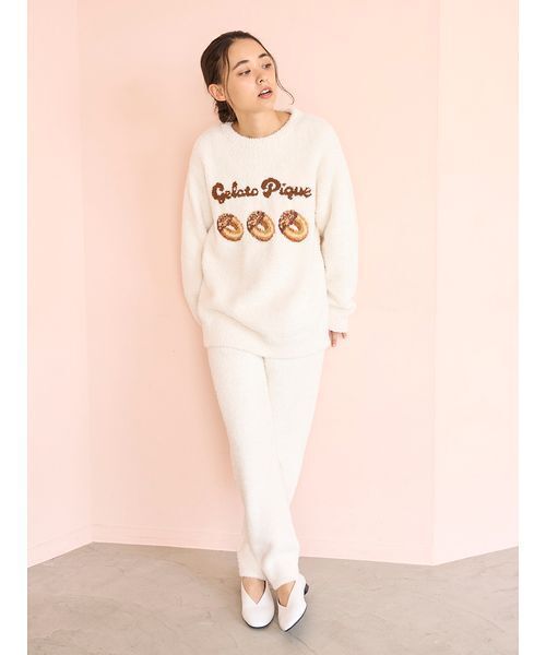 ジェラートピケ ドーナツジャガードプルオーバー ロングパンツ セットアップ gelato pique（ジェラートピケ）の「ドーナツジャガードプルオーバー