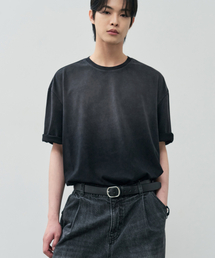 フェイデッドピグメントハーフTシャツ[ウォッシュドブラック]