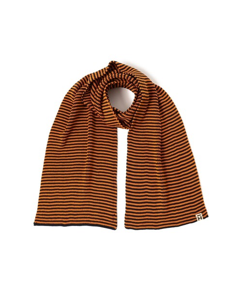 BEAMS PLUS（ビームスプラス）の「【 別注 】HEIMAT TEXTIL / Scarf Fine Stripe（マフラー・メンズ・オフホワイト/オリーブ/オレンジ・ONE SIZE）」の3枚目の写真