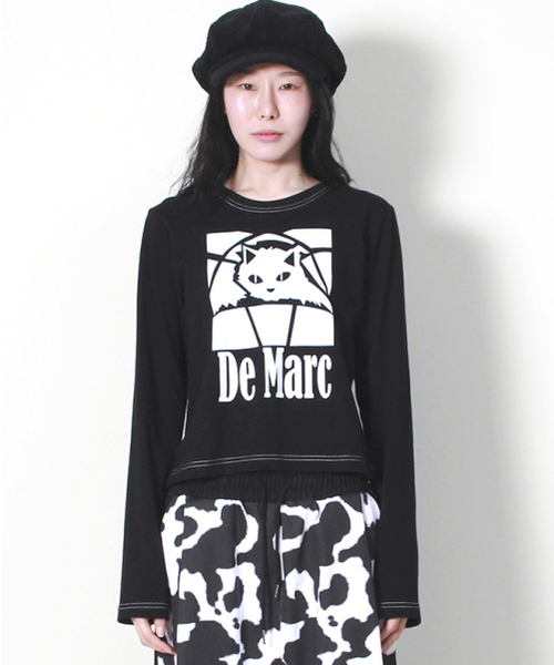 DEMARC(ドゥマーク)の「ブラックキャットステッチセミクロップ長袖Tシャツブラック(Tシャツ/カットソー・レディース・その他・MEDIUM/LARGE)」の3枚目の写真