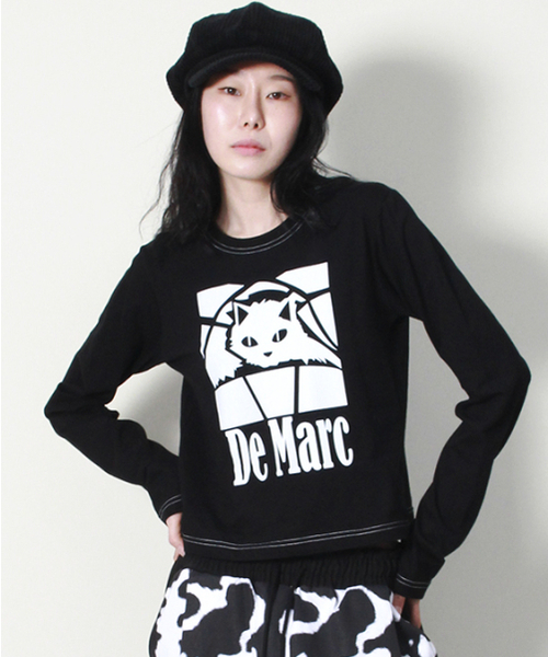 DEMARC(ドゥマーク)の「ブラックキャットステッチセミクロップ長袖Tシャツブラック(Tシャツ/カットソー・レディース・その他・MEDIUM/LARGE)」の5枚目の写真