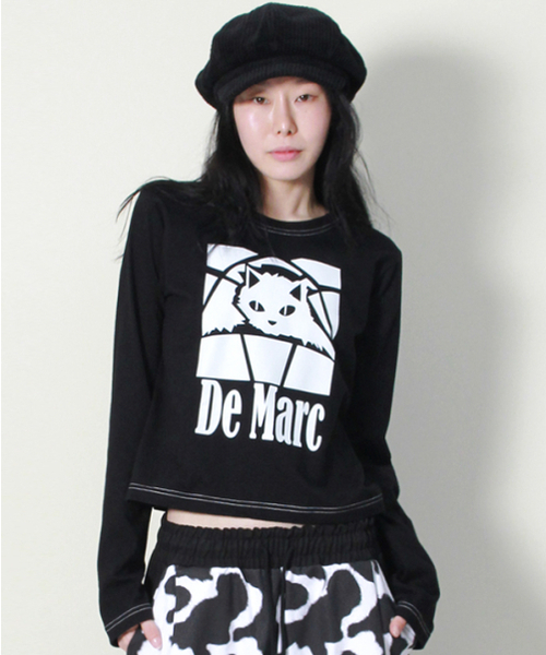 DEMARC(ドゥマーク)の「ブラックキャットステッチセミクロップ長袖Tシャツブラック(Tシャツ/カットソー・レディース・その他・MEDIUM/LARGE)」の6枚目の写真
