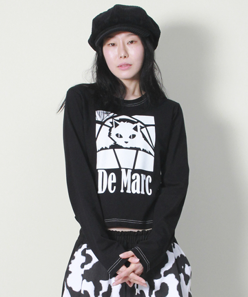 DEMARC(ドゥマーク)の「ブラックキャットステッチセミクロップ長袖Tシャツブラック(Tシャツ/カットソー・レディース・その他・MEDIUM/LARGE)」の8枚目の写真