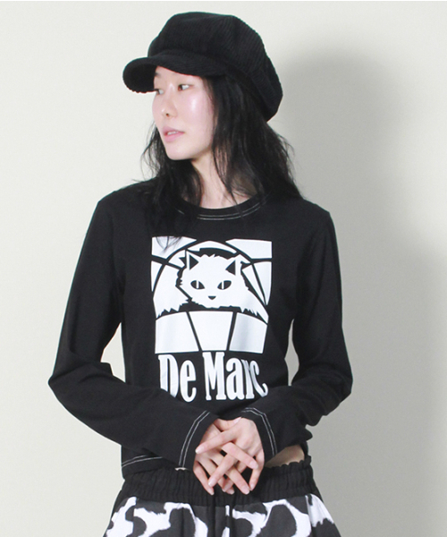 DEMARC(ドゥマーク)の「ブラックキャットステッチセミクロップ長袖Tシャツブラック(Tシャツ/カットソー・レディース・その他・MEDIUM/LARGE)」の9枚目の写真