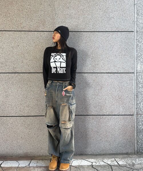 DEMARC(ドゥマーク)の「ブラックキャットステッチセミクロップ長袖Tシャツブラック(Tシャツ/カットソー・レディース・その他・MEDIUM/LARGE)」の21枚目の写真