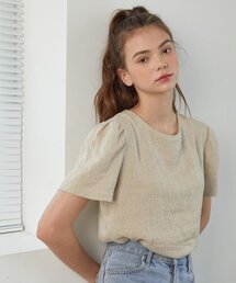 LINEN SHIRRING SHIRT_BEIGE
