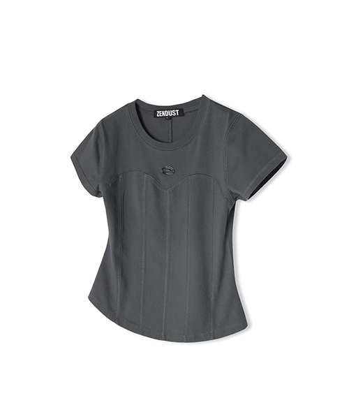 ZENDUST(ジェンダスト)の「Wonder Corset Short-sleeve DARK GREY(Tシャツ/カットソー・レディース・チャコール・SMALL/MEDIUM)」の1枚目の写真