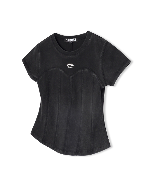 ZENDUST(ジェンダスト)の「Wonder Corset Short-sleeve DARK GREY(Tシャツ/カットソー・レディース・チャコール・SMALL/MEDIUM)」の2枚目の写真