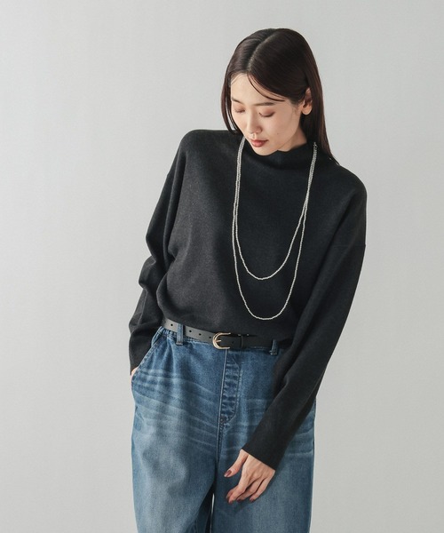 GLOBAL WORK（グローバルワーク）の「フワフワHugmeハイネックチュニック/581165（ニット/セーター・レディース・チャコールグレー/グレー/ダークブラウン/ライトグリーン/ライトベージュ/ブラック・MEDIUM/LARGE）」の13枚目の写真