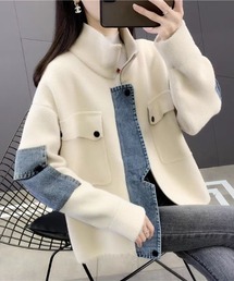 NoBelle（ノベル）の「異素材切り替えアウター　デニムドッキングジャケット（ダウンジャケット/コート）」