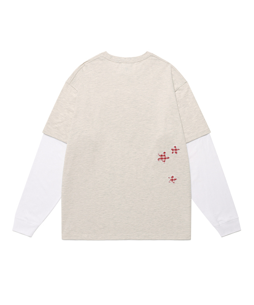 Cavish（カビシ）の「CHECK TWIN STAR LAYERED LS TEE OATMEAL(CV2FFUT578A)（Tシャツ/カットソー・レディース・オートミール・LARGE/MEDIUM/SMALL）」の7枚目の写真