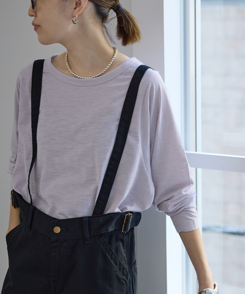 SLOBE IENA（スローブイエナ）の「シアー天竺ニュアンスプルオーバー（Tシャツ/カットソー・レディース・ベージュ/ホワイト/ブラック/ダークパープル・FREE）」の4枚目の写真