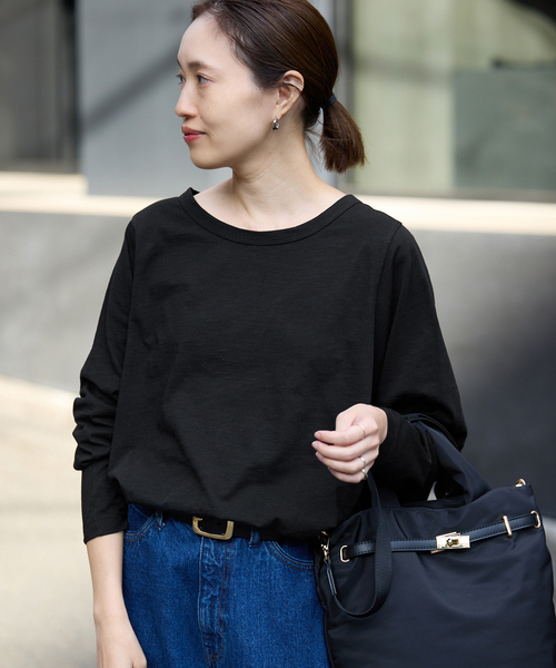 SLOBE IENA（スローブイエナ）の「シアー天竺ニュアンスプルオーバー（Tシャツ/カットソー・レディース・ベージュ/ホワイト/ブラック/ダークパープル・FREE）」の2枚目の写真