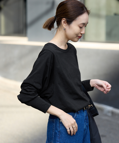 SLOBE IENA（スローブイエナ）の「シアー天竺ニュアンスプルオーバー（Tシャツ/カットソー・レディース・ベージュ/ホワイト/ブラック/ダークパープル・FREE）」の17枚目の写真